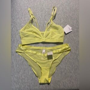 Auden Yellow Mesh Lingerie Set